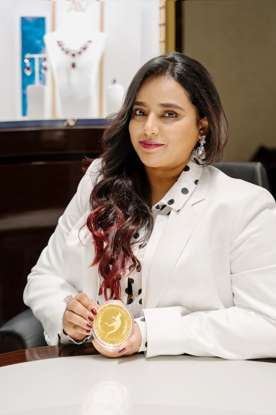 Deepali Vijay Jain at a jewellery counter